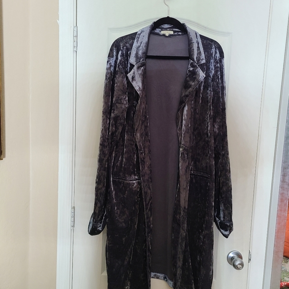 GrayVelvet Dress/cardigan style with buttons down front size XL. By Kate and Sam - Picture 2 of 4